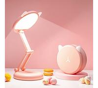 One Fire Rechargeable 3600mAh Battery Lamp, Portable Foldable Pink Kawaii Bedside Table Lamp, Cute Room Decor, Pink Room Decor for Teen Girls