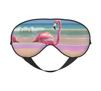 One Flamingo on Beach Double Side Eye Mask, Adjustable Strap Eye Mask, Eye Sleep Shade Cover, Blocks Light Eye mask