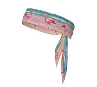 One Flamingo On Beach Soft and Breathable Lightweight Headscarf Double-Sided Sports Head Tie