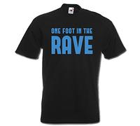 ONE Foot in The Rave, DJ disc Jockey Night Club Disco Music Funny Mens Womens T-Shirt, Black, XXL