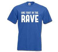 ONE Foot in The Rave, DJ disc Jockey Night Club Disco Music Funny Mens Womens T-Shirt, Blue, XXL
