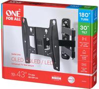 One For All Full Motion TV Bracket - Swivel (180°) Tilt (15°) Wall Mount - Screen size 19-42 Inch - For All types of TVs - Max Weight 30kgs - VESA 75x75 to 200x200 - Free Toolbox app - WM4251, Black