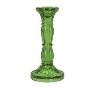 One Gisela Graham 15cm Green Glass Moulded Candlestick