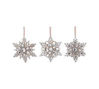 One Gisela Graham Pale Gold Jewelled Snowflake Hanging Christmas Tree Decoration