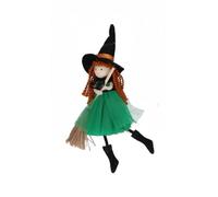 One Gisela Graham Witch With Broom hanging Halloween Decoration (purple)