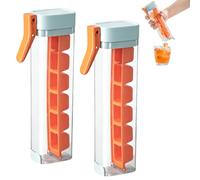 One Glass Ice Maker, One Glass Ice Cube Maker, 6 Grid Square Ice Cube Tray, Portable Press Ice Tray Mold with Handle, Space Saving & Easy to Release (Orange+Orange)