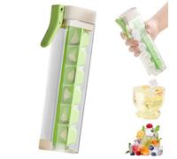 One Glass Ice Maker, One Hand Press Ice Tray Mold with Handle, 6 Grid Square ICES Tray for Home Kitchen (Green)