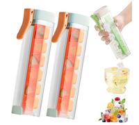 One Glass Ice Maker, One Hand Press Ice Tray Mold with Handle, 6 Grid Square ICES Tray for Home Kitchen (Orange+Orange)