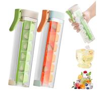 One Glass Ice Maker, One Hand Press Ice Tray Mold with Handle, 6 Grid Square ICES Tray for Home Kitchen (Green+Orange)