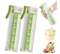 One Glass Ice Maker, One Hand Press Ice Tray Mold with Handle, 6 Grid Square ICES Tray for Home Kitchen (Green+Green)