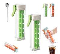 One Glass Ice Maker, Press Ice Tray Mold, Easy Release Ice Tray, Pop Out Cubes Without, Space-Saving Design and Easy Maintenance, for Home Kitchen, Apartment & Bar Drinks (Green*2)