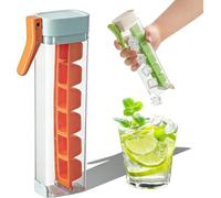One Glass Ice Maker, Press Type Ice Cube Tray with Lid, Easy Release Silicone Ice Molds for Cocktails, Coffee & Water Bottles, Space Saving Cylinder Design, 6 Cubes per Press (Orange)