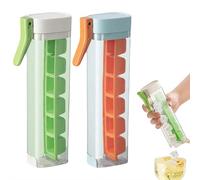 One Glass Ice Maker, Single Handed Press Ice Cube Tray with Handle, 6 Grid Square Mold, Easy Release Portable ICES Maker Cup for Drinks (2pcs)