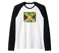 One Good Thing About Music... Trenchtown Rocks Jamaican Flag Raglan Baseball Tee