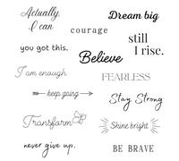 One Grace Believe Collection - Inspirational and Motivational Words Small Temporary Tattoos - Realistic Long Lasting Waterproof Black Mini Tattoos for Women and Men
