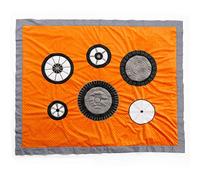 One Grace Place Teyo's Tires Medium Quilt, Black, White, Grey, Orange