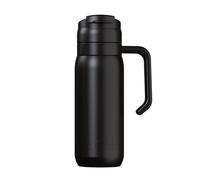 One Green Bottle Brew Flask 600ml - Insulated Stainless Steel Coffee Travel Mug with Handle & Flip Lid, Leakproof Reusable Cup, Keeps Drinks Hot & Cold - Eco-Friendly Flask - BOTL Vamp Black