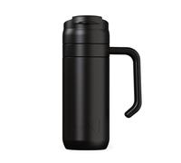One Green Bottle Brew Flask - Insulated Stainless Steel Coffee Travel Mug with Handle & Flip Lid, Leakproof Reusable Cup, Keeps Drinks Hot & Cold - Eco-Friendly Flask 400ml Vamp Black