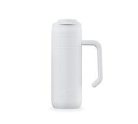 One Green Bottle Brew Flask - Insulated Stainless Steel Coffee Travel Mug with Handle & Flip Lid, Leakproof Reusable Cup, Keeps Drinks Hot & Cold - Eco-Friendly Flask - BOTL 400ml White
