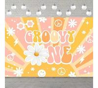 One Groovy Birthday Photography Backdrop Retro Girls Background Poster Girl Daisy Groovy Cake Table Banner Supplies 200x140CM