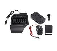 One Hand Gaming Keyboard Mouse Converter Adapter Combo, 35 keys USB Wired Mechanical RGB LED Backlit Keypad Mice, for Computer Gamer(black) small gift