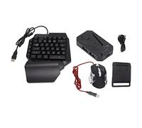 One Hand Gaming Keyboard Mouse Converter Adapter Combo, 35 keys USB Wired Mechanical RGB LED Backlit Keypad Mice, for Computer Gamer(black) small gift