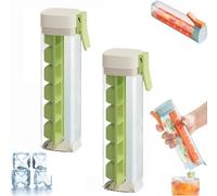One Hand Ice Maker, Big Ice Cube Tray, One Glass Ice Maker with Handle, Space Saving and Easy Release Cube, Producing 6 Square Ice Cubes Per Tray, Portable Ice Maker for Frozen Liquid (Green*2)