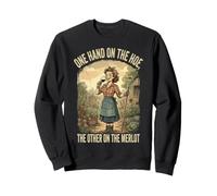 One Hand on the Hoe Other on the Merlot Wine Plant Lover Sweatshirt