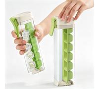One Hand Press Ice Cube Mold with Handle Mini Plastic Making Box Drinking Tray Cup Whiskey 6 Grid Ice Cube Tray Cup Single Handed Pressing Maker, Drink Easy Release(Milky White)