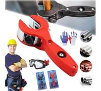 One-Hand Ratchet-Type Pipe Cutter, Ratcheting Tubing Cutter, 2 in 1 Close Quarters Tube Compact Cutters, Ratcheting PVC Cutters for Cutting 1/4" to 7/8" Copper, PVC, Soft Metals (Red)