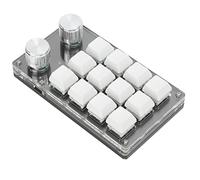 One-Handed 12-Key Programmable Mechanical Keypad with Knob, DIY, for Gaming and Office, Black/White