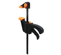 One-handed clamp tensioner set - span width: 10 cm, one-handed ferrule, F-bar clamp, screw clamp with full profile rail and plastic handle, pressing, woodworking, DIY hand tools.