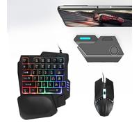 One Handed Gaming Keyboard Mouse Combo with Converter, with K13 Bluetooth 5.0 Gaming Keyboard G4 Mouse and Phone Stand Android, for Harmony, for IOS 10.0-13.3