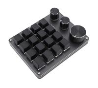 One Handed Macro Programmable Keypad, USB Mini 16 Keys 3 Knobs Hotswap Mechanical Gaming Keyboard with Red Switch, Mini Macro Keypad for Gaming, Office (Black)