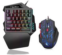 One Handed Mechanical Gaming Keyboard and Mouse Combo, 35 Keys One-Handed Mechanical Mini Gaming Keypad Adjusted LED Backlit Ergonomic Game Controller with 1.5m Line for LOL/PUBG/Wow/Dota/OW