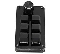One Handed Mechanical Keyboard Multifunction 6 Key Mini Gaming Keypad Shortcut Programmable Keyboard with Knob Stream Deck Mini (Black)