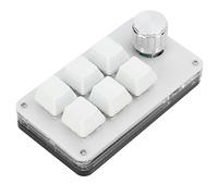 One Handed Mechanical Keyboard Multifunction 6 Key Mini Gaming Keypad Shortcut Programmable Keyboard with Knob Stream Deck Mini (Black White)