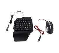 One Handed RGB Gaming Keyboard and Backlit Mouse Combo, USB Wired Half Hand Gaming Keyboard and Mouse Combo with Converter, for Game