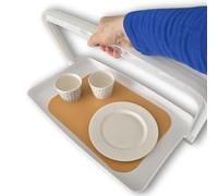 One Handed Safety Tray Plus Non-Slip Mat, Made in UK, Single-Hand Tray with Fold-Down Handle, Lightweight No-Spill Easy Carry Tray, Lap Tray for One Hand, for Shaky Hands or Limited Mobility
