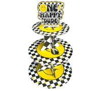 One Happy Dude 3-Tier Cupcake Stands Birthday Cupcake Dessert Stand for 1st Year Birthday Decorations, Tiered DIY Cupcake Stand Tower for One Cool Dude Birthday Party