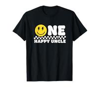 One Happy Uncle Birthday Uncle Kids Smile Racing Checkered T-Shirt