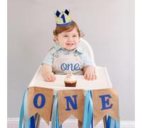 One Highchair Banner 1st Baby Boys Birthday Banners Pink One Birthday Decorations 1st Party Hat & One Caketop Baby High Chair Ribbon For Baby Shower Party Supplies