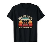 One Hip Chick with One New Hip Funny Surgery Recovery Value Graphic T-Shirt, Men, Black, S