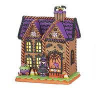 One Holiday Way 10 Inch Spooky Light Up Haunted Gingerbread House - Halloween Village Tabletop Decoration