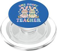 One Hoppy Teacher Easter Bunnies Groovy Pastel Spring Easter PopSockets PopGrip for MagSafe