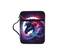 One-Horned Horse-Galaxies Bible Cover Case with Handle, Water-Resistant Oxford Fabric Bible Bag Organizer with Zipper Pockets for Church