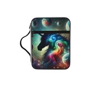 One-Horned-Horse-Galaxies Bible Cover Case with Handle, Water-Resistant Oxford Fabric Bible Bag Organizer with Zipper Pockets for Church
