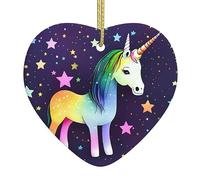 One-Horse Star Ceramic Christmas Heart Pendant, The Pottery Piece is Available with Silk Thread