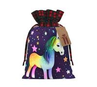 One-horse star Print Christmas Drawstring Bags Snack Wrap, Reusable Holiday Treat Sacks for Presents S