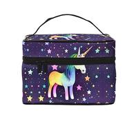 One-horse star Women's travel cosmetic bag, (9x6.5x6.2 inches) portable large capacity cosmetic bag, large cosmetic bag storage bag for girls, Black, One Size
